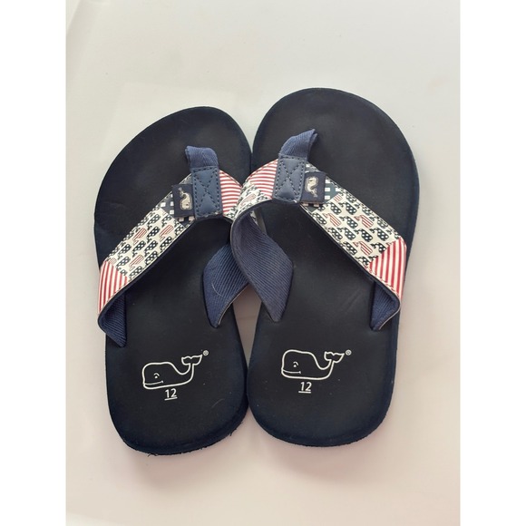 Vineyard Vines Other - Vineyard Vines Boys Navy Blue Patriotic Flag Whale Flip Flop Sandals Size 12